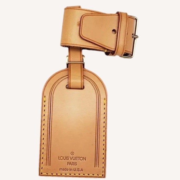 Louis Vuitton Accessories - Louis Vuitton Tan Leather Luggage Tag Vintage